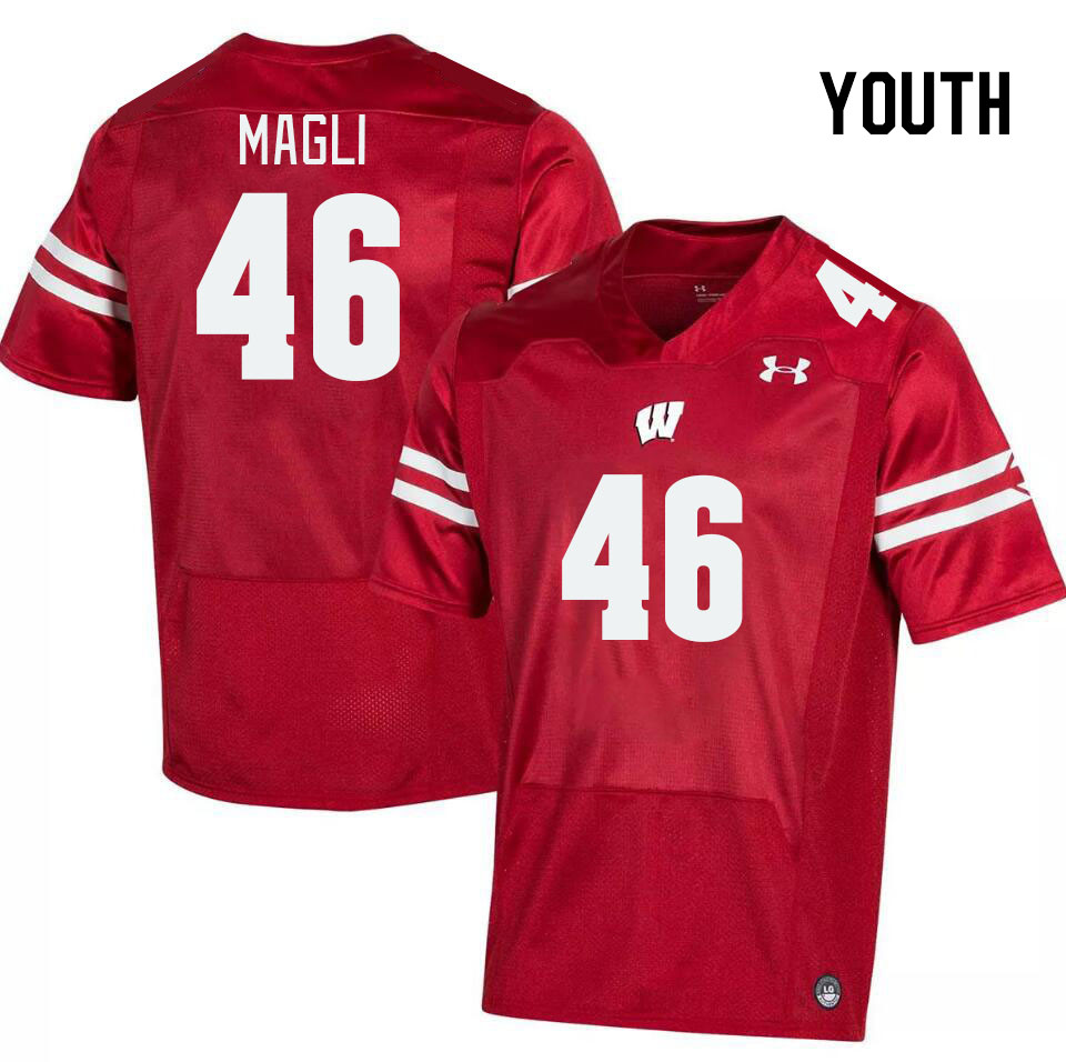 Youth #46 Deven Magli Winsconsin Badgers College Football Jerseys Stitched Sale-Red